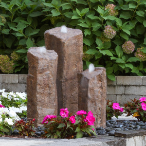 Short Triple GFRC Faux "Basalt" Column Fountain Kit in Chestnut Brown Short Triple GFRC Faux "Basalt" Column Fountain Kit in Chestnut Brown