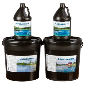 Blue Thumb One Acre Lake Bundle with Pond Cleaner Lake, Muck Buster Lake, and Blue Lake Dye for large pond maintenance