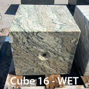 20" Glacier Marble Cube Fountain front - wet 20" Glacier Marble Cube Fountain front - wet