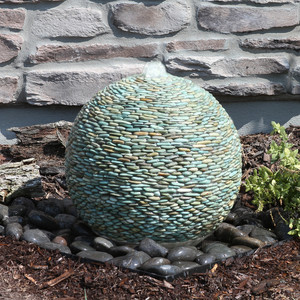 16" Jade Pebbled Sphere Fountain 16" Jade Pebbled Sphere Fountain