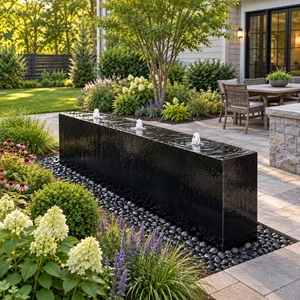 Acrylic Heiho basalt wall Triple Plume Fountain