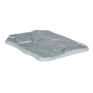 Natural gray faux-rock pond skimmer lid featuring realistic stone texture, irregular edges, and a light gray finish on a white background