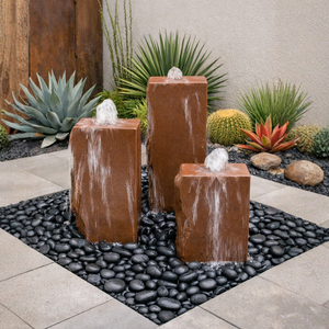 Red Sandstone Fountain - 3 Sides Smooth --AI