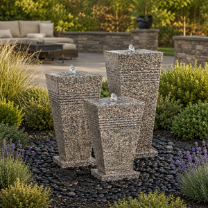 Hollow Granite Triple Stone Urn Fountain Kit  by Day--AI