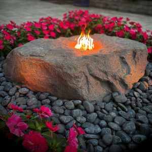 Large Faux Fire Stone with Propane Burner Kit Large Faux Fire Stone with Propane Burner Kit