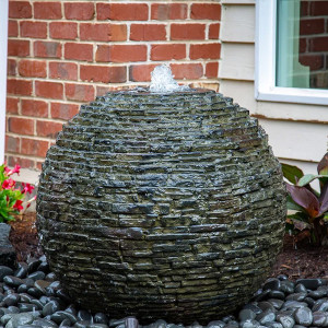 Faux Stacked Slate Sphere Fountain Kit Faux Stacked Slate Sphere Fountain Kit