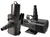Black IllumiFlow pump shown upright and horizontally with screened intake, carry handle and stepped hose fitting