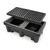 Artesian AquaBox fountain basin with removable lattice grate lifted to show the open reservoir interior.