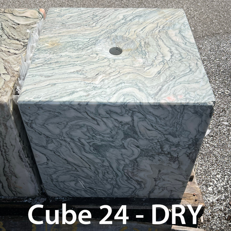 16" Glacier Marble Cube Fountain - dry front