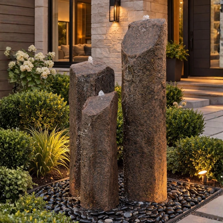 Triple "Basalt" GFRC Fountain Kit - Front Entry