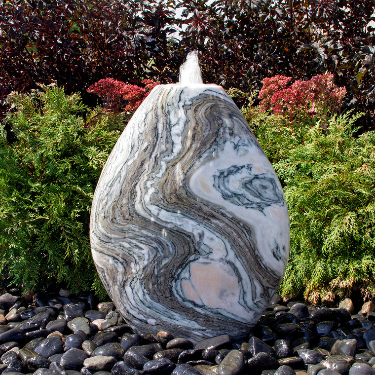 Pink Marble Almond Fountain installed