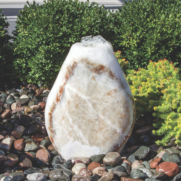 Red Onyx Almond Fountain installed