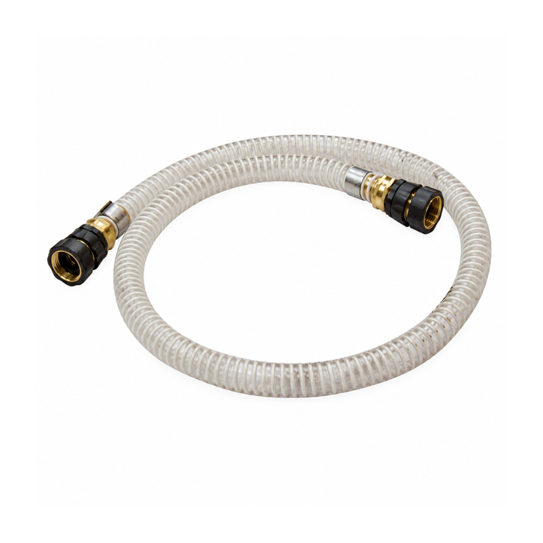Coiled 3/4-inch kink-free fountain hose with two quick-disconnect fittings