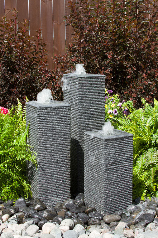 Millstone & Granite Square Chiseled Towers Fountain Kit