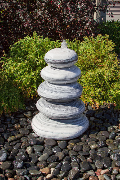 Fountains 30" White Gray Marble - Cairn Fountain Kit