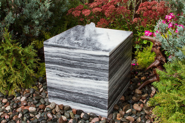 Fountains 16" White Gray Cube Fountain