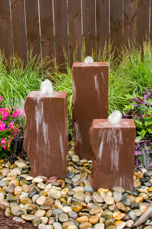 Red Sandstone Fountain - 3 Sides Smooth