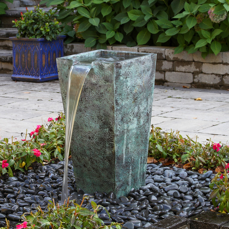 Single Tapered Square Metal Urn