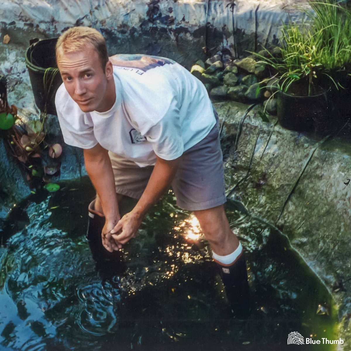 Kip working on an early pond installation