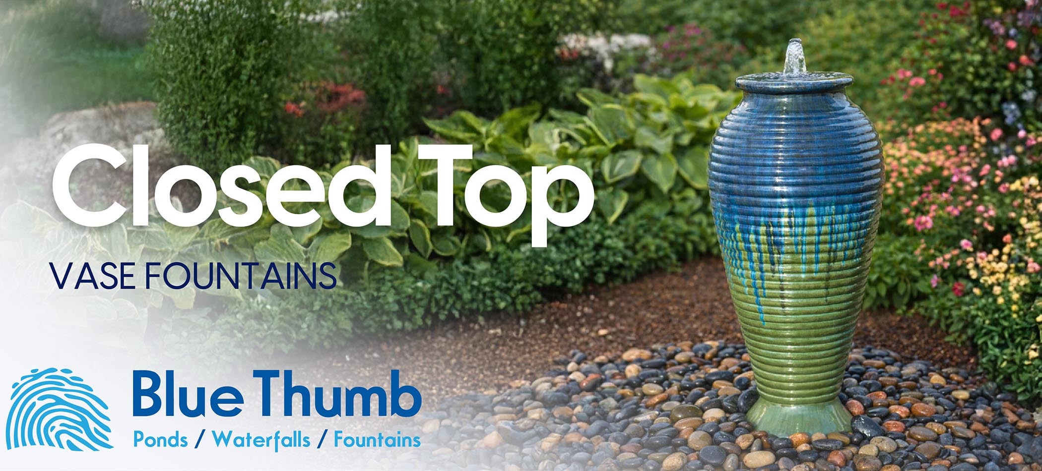 Fountainmサイズ Closed Top Vase Fountains – Elegant Outdoor Water Features | Blue