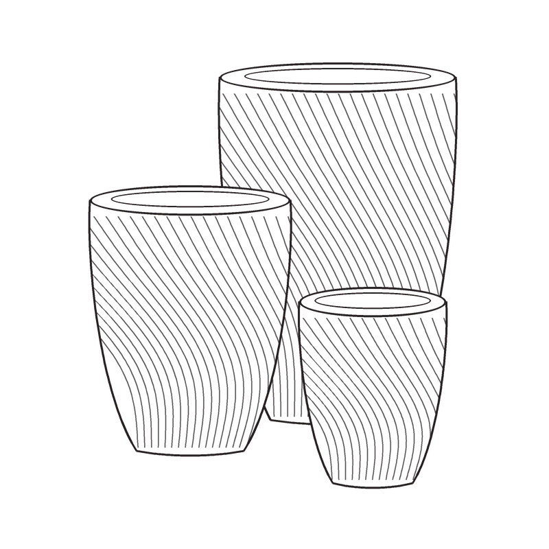 Triple vase fountain set outline