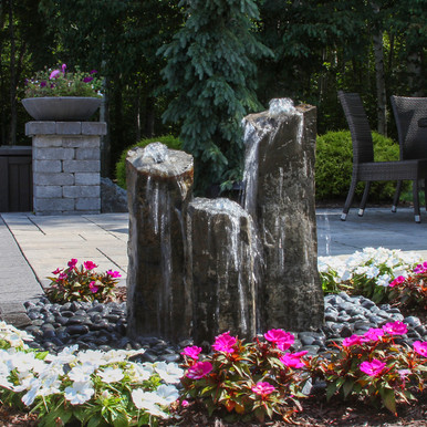 Real Stone Rustic Basalt | Triple Water Fountain Kit | Blue Thumb