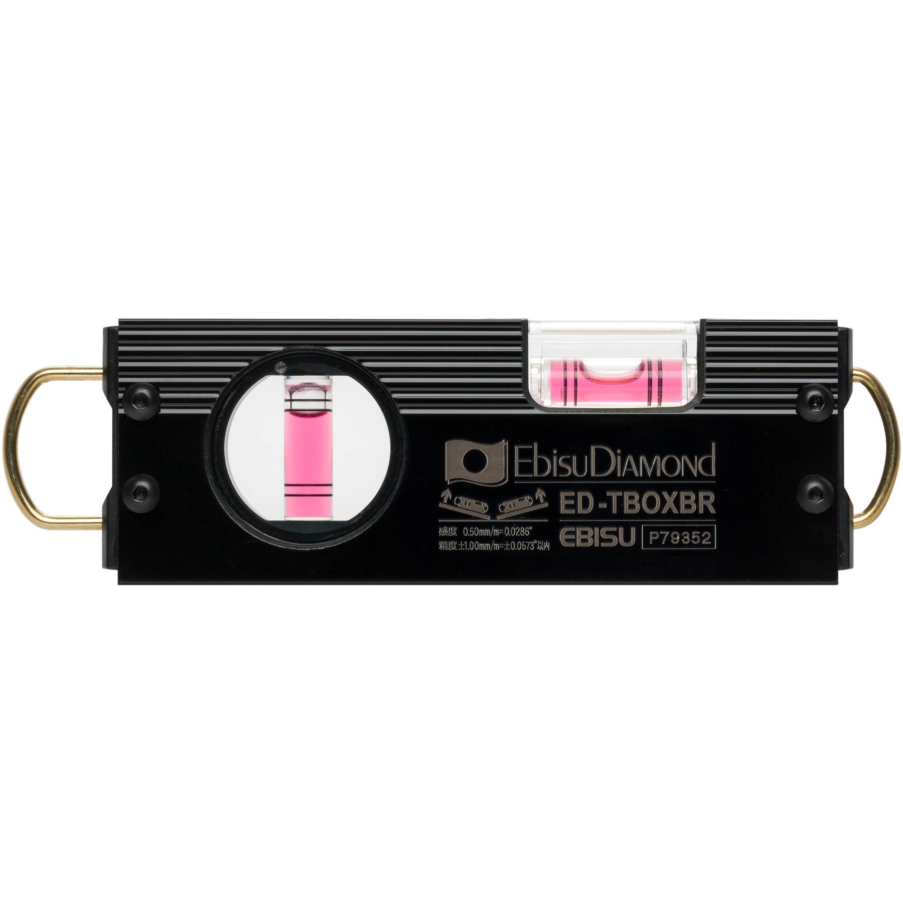 Ebisu ToBi Box Level, 2-Way, Magnetic, Black, Red Vials, 175 mm