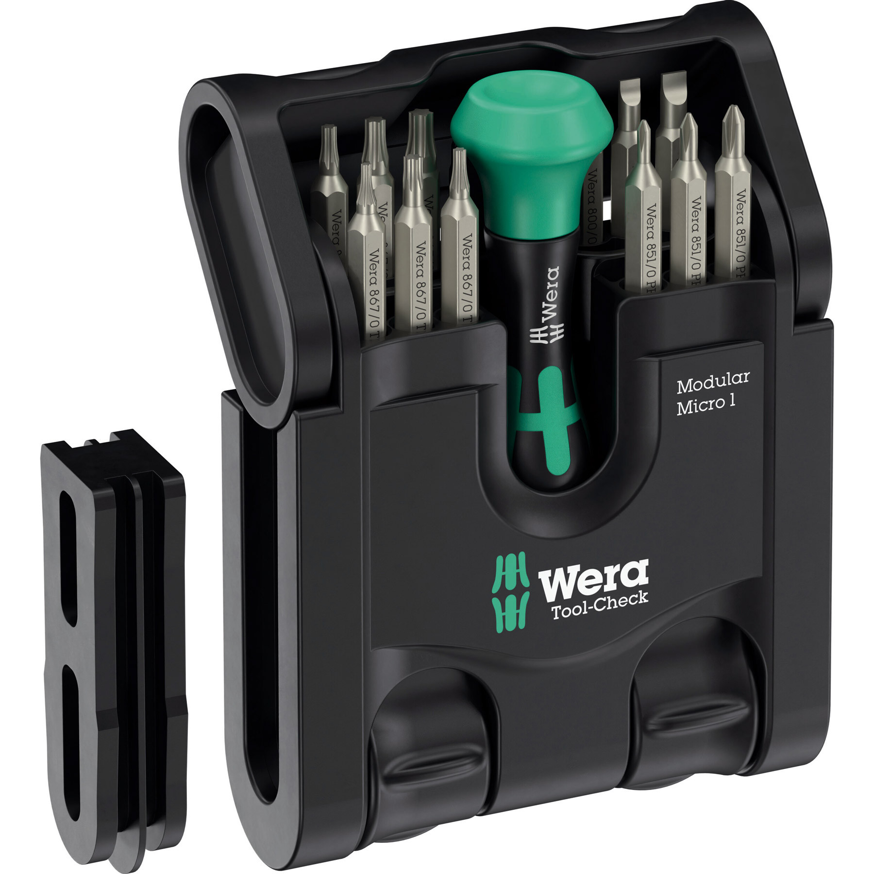 Wera Micro Bit Set w/ Bit Screwdriver, Assorted, 21 pcs, w/ Modular ...