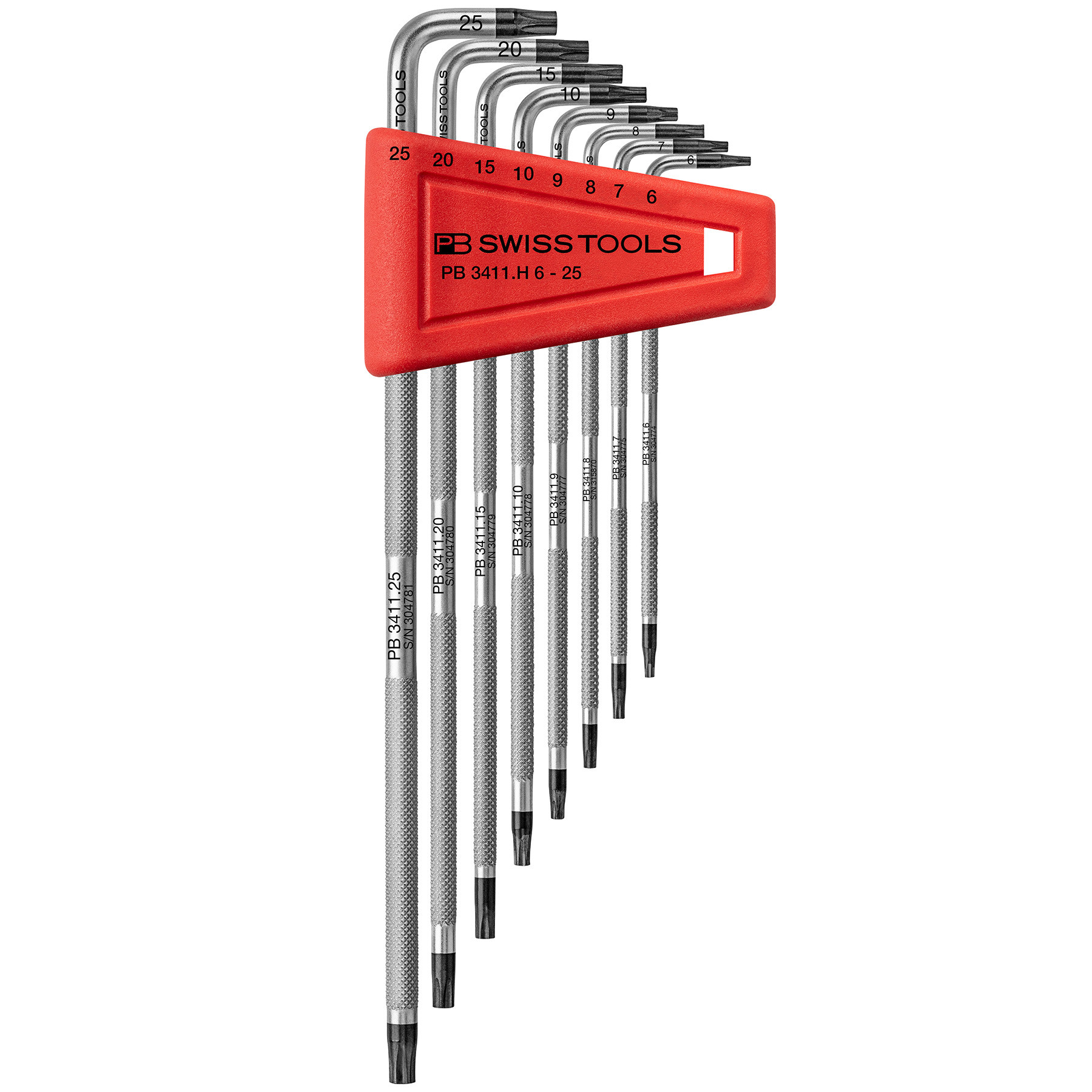 PB Swiss Knurled L-Key Set, Torx®, T6-T25 (PB 3411.H 6-25) - DRPD