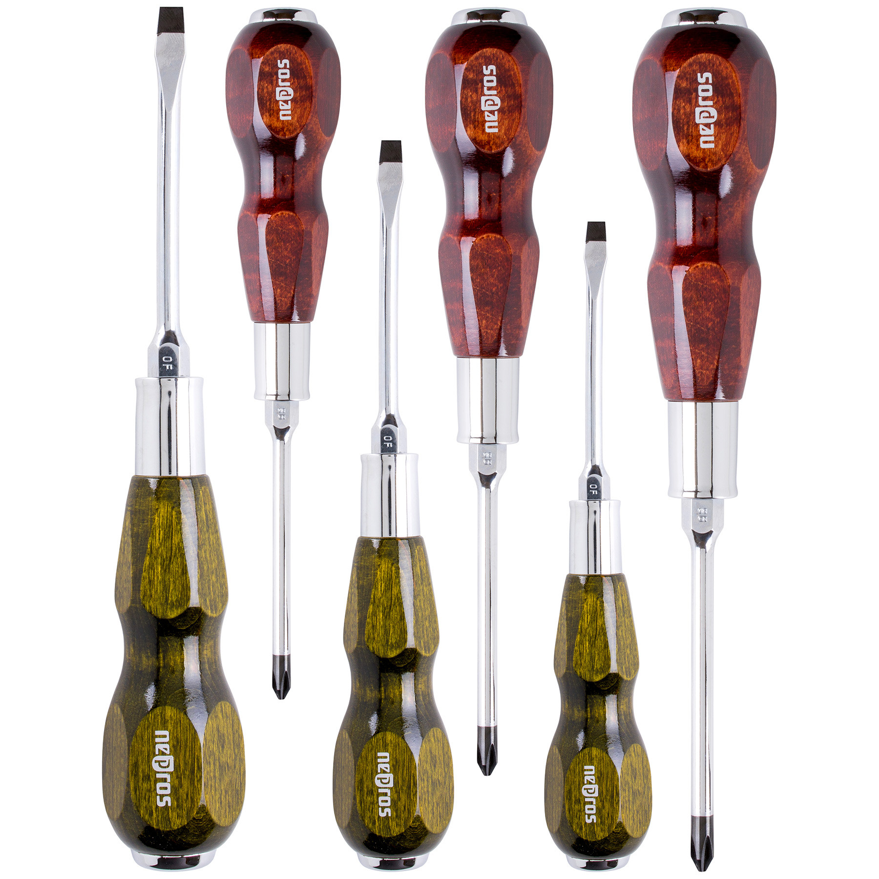 Nepros wooden grip screwdriver shop set