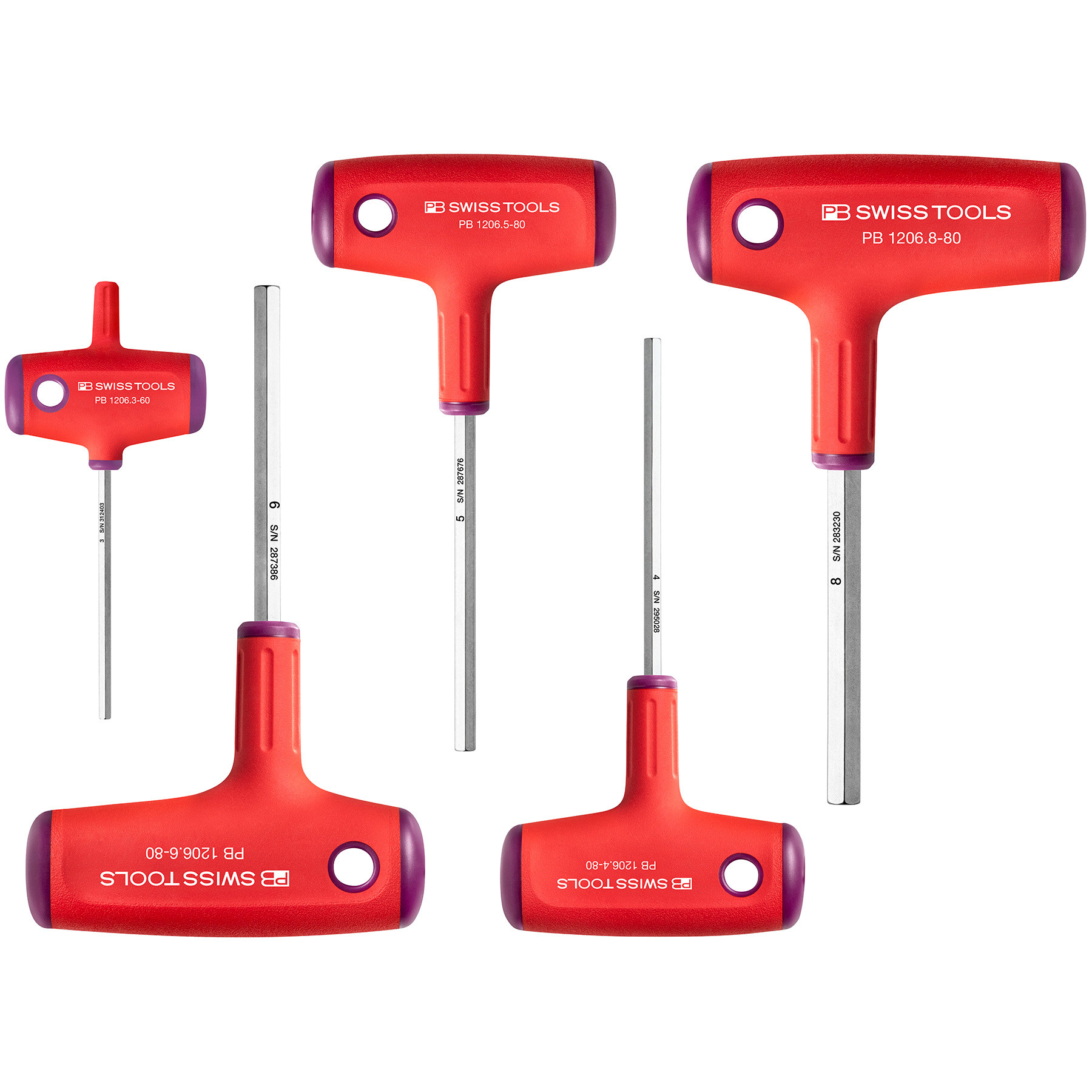 PB Swiss SwissGrip T-Handle Driver Set, Hex, 5 pcs, 3-8mm (PB 1555