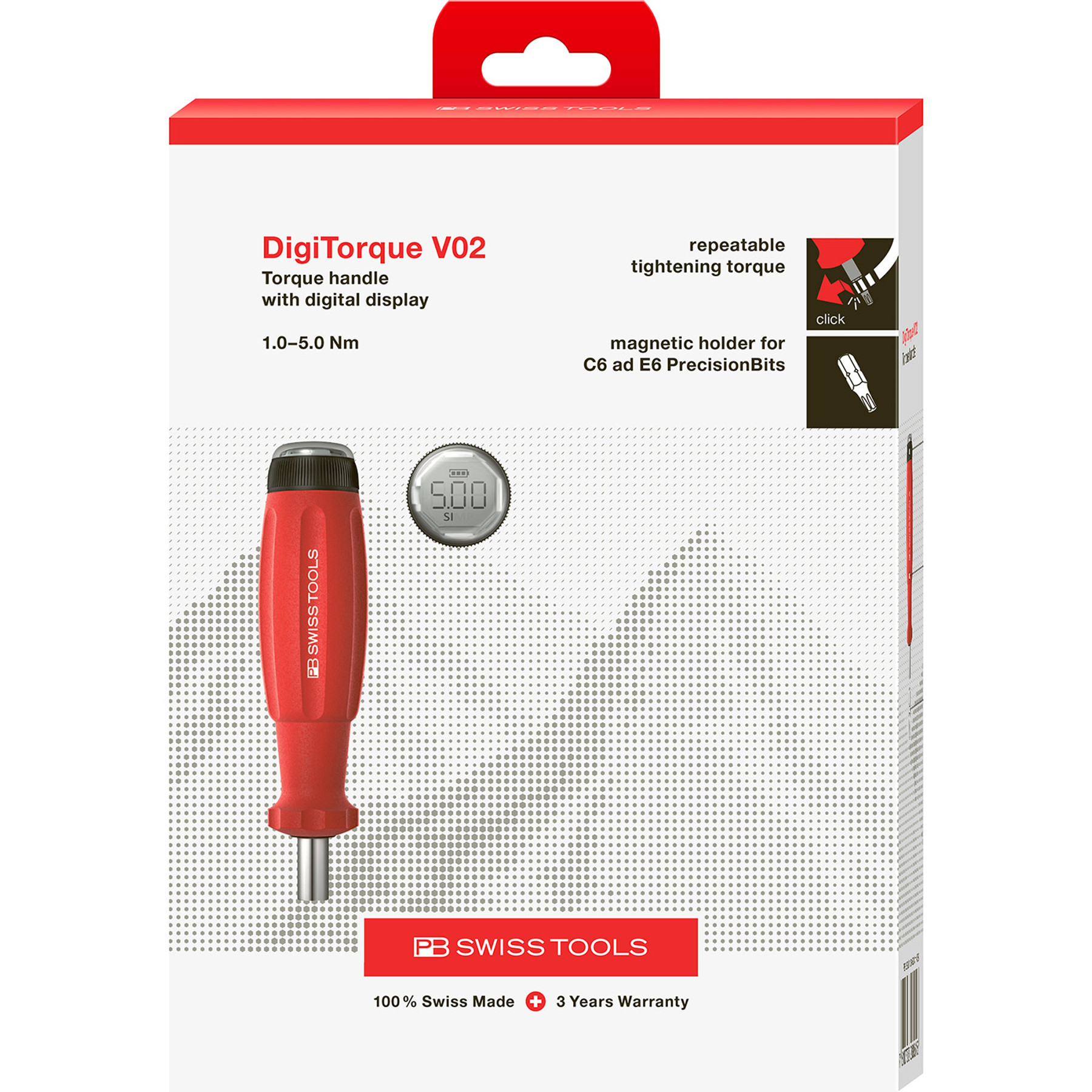 PB Swiss DigiTorque V02 Digital Torque Screwdriver, 1.0-5.0 Nm (PB 