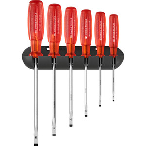 PB Swiss Multicraft Screwdriver Set, Slotted 6 pcs w/ Wall Holder (PB 6240)