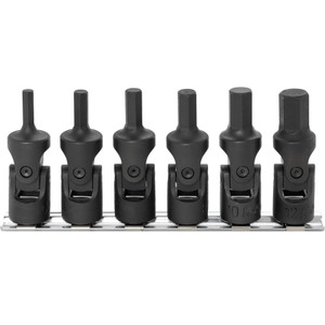 Ko-ken 3/8" Bit Socket Set, Hex, Universal Joint, 62 mm Long, 6 pcs (RS3430M/6)