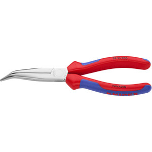 KNIPEX Long Nose Pliers, Mechanic's Style, 40° Angled, Multi-Component, 8" (38 25 200)