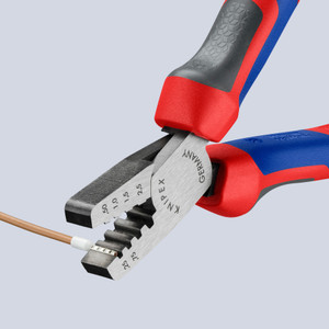 KNIPEX Crimping Pliers, Comfort-Grip, for Wire Ferrules, 5–3/4" (97 62 145 A)