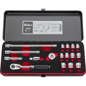 Ko-ken Z-Series 72-Tooth 1/4" Ratchet & Socket Set, 17 pcs in Steel Storage Case (2286Z)