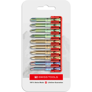 PB Swiss 1/4" Bit Set, E6, Phillips / Pozidriv / Combination, 10 pcs (PB E6.712 CN)