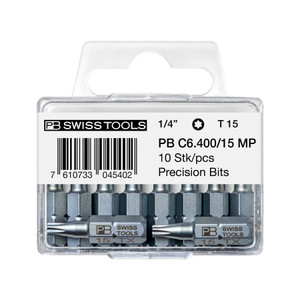 PB Swiss 1/4" Bit, C6, Torx® T15, 10-Pack (PB C6.400/15 MP) PB Swiss 1/4" Bit, C6, Torx® T15, 10-Pack (PB C6.400/15 MP)