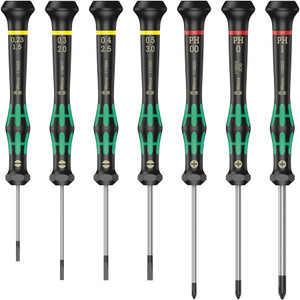 Wera Kraftform Micro Precision Screwdriver Set, Slotted & Phillips, 7 pcs (2035/2050 PH 00 - 01/7)