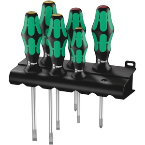 Wera Kraftform Plus Screwdriver Set, Slotted & Phillips, 6pcs w/ Storage Rack (334/6 Rack)