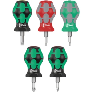 Wera Kraftform Plus Stubby Screwdriver Set, Slotted, Phillips & Robertson Square, 5 pcs (Stubby Set 3)