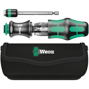 Wera Kraftform Kompakt Bit Screwdriver w/ Bit Magazine, Retractable Rapidaptor, Slotted & Phillips, w/ Storage Case (KK 25)