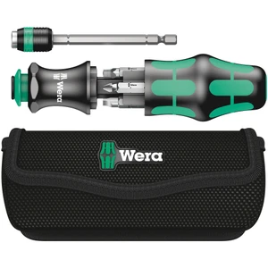 Wera Kraftform Kompakt Bit Screwdriver w/ Bit Magazine, Retractable Rapidaptor, Slotted, Phillips & Robertson Square, w/ Storage Case (KK 26)