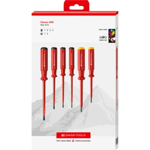 PB Swiss Classic VDE Insulated Screwdriver Set, Slotted & Phillips, 6 pcs (PB 5542.CBB)