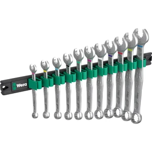 Wera Joker Combination Wrench Set, 11 pcs w/ Magnetic Storage Rail (9640 Magnetic rail 6003 Joker 1)