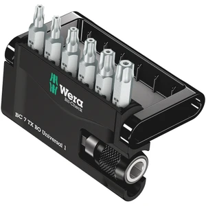 Wera 1/4" Bit Set, C6, Security Torx®, 6 pcs w/ Storage Case & Quick-Release Bit Holder (Bit-Check 7 Torx BO Universal 1)