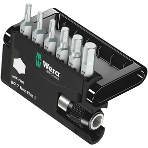 Wera 1/4" Bit Set, C6, Hex, 6 pcs w/ Storage Case & Quick-Release Bit Holder (Bit-Check 7 Hex-Plus 1)
