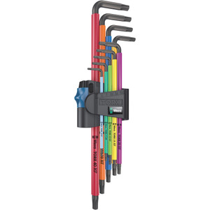Wera Multicolor L-Key Set, Torx®, Long w/ Holding Function, T8-T40 (967/9 Torx XL Multicolour HF 1)