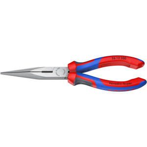 KNIPEX Long Nose Pliers, Snipe Nose w/ Side Cutter, Comfort-Grip, 8" (26 12 200)